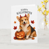 Pembroke Welsh Corgi Teufelshund Karte (Gelbe Blume)