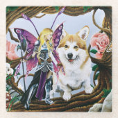 Pembroke Welsh Corgi und Fairy Glasuntersetzer (Vorderseite)