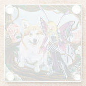 Pembroke Welsh Corgi und Fairy Glasuntersetzer (Rückseite)