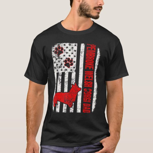 Pembroke Welsh Corgi Vater American Flag T-Shirt (Vorderseite)