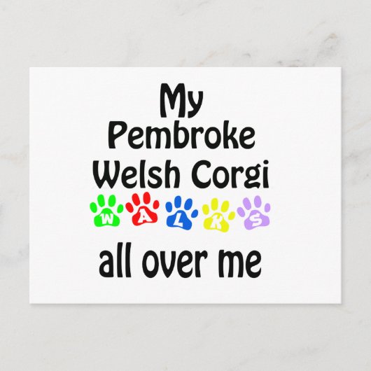 Pembroke Welsh Corgi Walks Design Postkarte (Vorderseite)