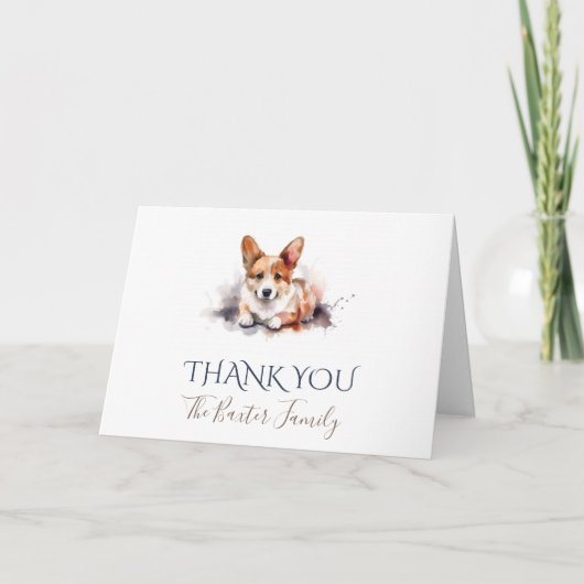 Pembroke Welsh Corgi Watercolor Dankeschön Karte (Vorderseite)