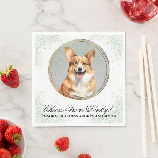Pembroke Welsh Corgi Wedding Napkin mit Foto Serviette (Beispiel)