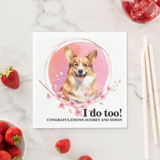 Pembroke Welsh Corgi Wedding Napkin mit Foto Serviette (Beispiel)