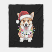Pembroke Welsh Corgi Weihnachtsbaum Lichter Fleecedecke (Vorderseite)
