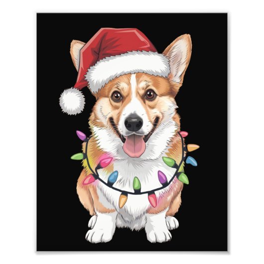 Pembroke Welsh Corgi Weihnachtsbaum Lichter Fotodruck (Vorne)