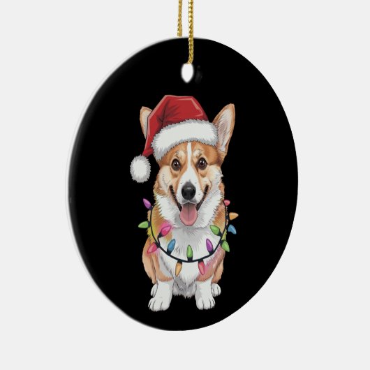 Pembroke Welsh Corgi Weihnachtsbaum Lichter Keramik Ornament (Rechts)