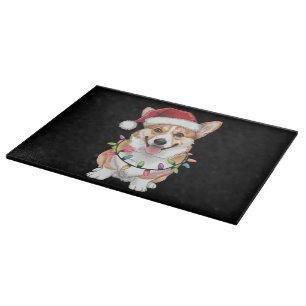 Pembroke Welsh Corgi Weihnachtsbaum Lichter Schneidebrett