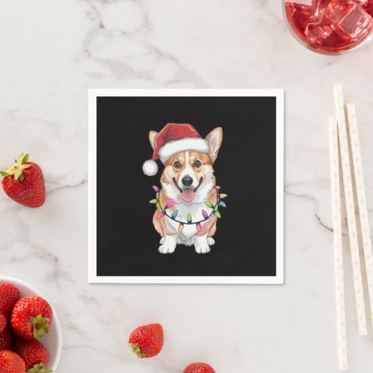 Pembroke Welsh Corgi Weihnachtsbaum Lichter Serviette (Beispiel)