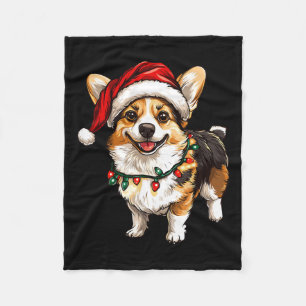 Pembroke Welsh Corgi Weihnachtsbaum Lichter X Fleecedecke