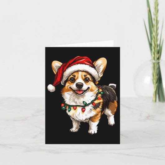 Pembroke Welsh Corgi Weihnachtsbaum Lichter X Karte (Vorderseite)