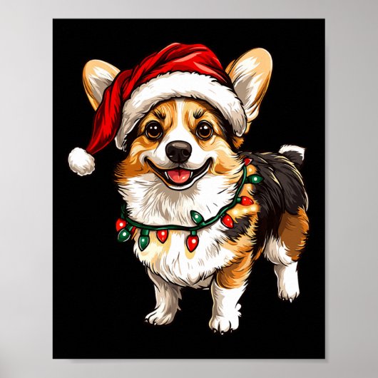 Pembroke Welsh Corgi Weihnachtsbaum Lichter X Poster (Vorne)