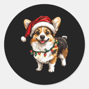 Pembroke Welsh Corgi Weihnachtsbaum Lichter X Runder Aufkleber