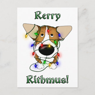 Pembroke Welsh Corgi Weihnachtsbeleuchtung Feiertagspostkarte