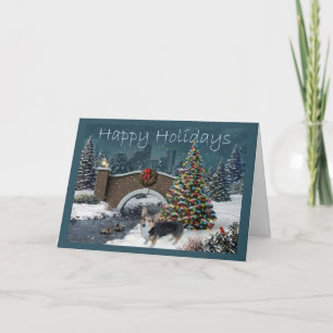 Pembroke Welsh Corgi Weihnachtskarte Abend Feiertagskarte