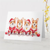 Pembroke Welsh Corgi Weihnachtskleid Santa Hut Karte (Gelbe Blume)