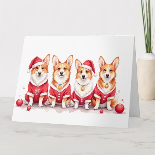 Pembroke Welsh Corgi Weihnachtskleid Santa Hut Karte (Vorderseite)
