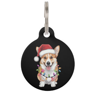 Pembroke Welsh Corgi Weihnachtsmann Weihnachtsbaum Haustiermarke