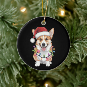 Pembroke Welsh Corgi Weihnachtsmann Weihnachtsbaum Keramik Ornament
