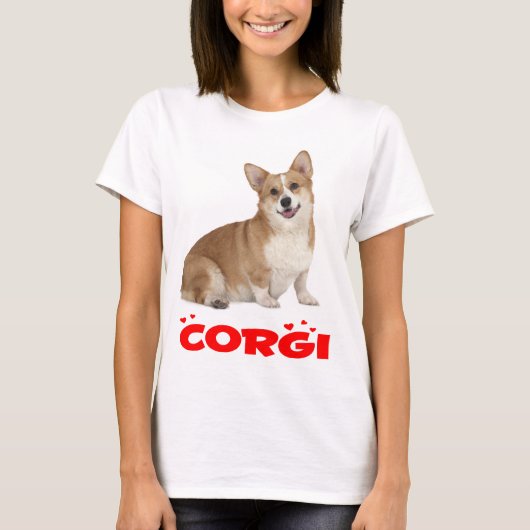 Pembroke Welsh Corgi Welpe Dog Red Liebe Ladys T-Shirt (Vorderseite)