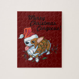 Pembroke Welsh Corgi Welpe Weihnachten Xmas Lichte Puzzle