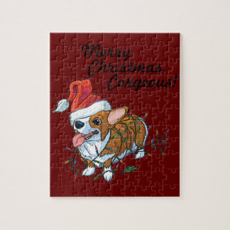 Pembroke Welsh Corgi Welpe Weihnachten Xmas Lichte Puzzle