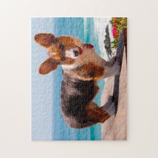 Pembroke Welsh Corgi Welppy auf dem Tisch stehend Puzzle (Vertikal)
