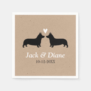Pembroke Welsh Corgis Hochzeitspaar mit Text Serviette