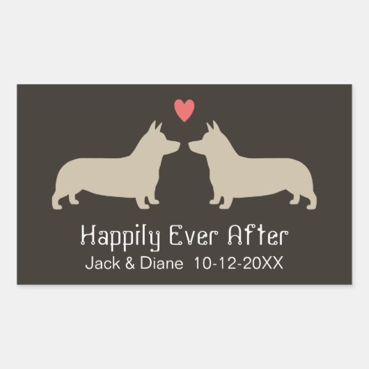 Pembroke Welsh Corgis mit Herz und Text Rechteckiger Aufkleber (Vorderseite)