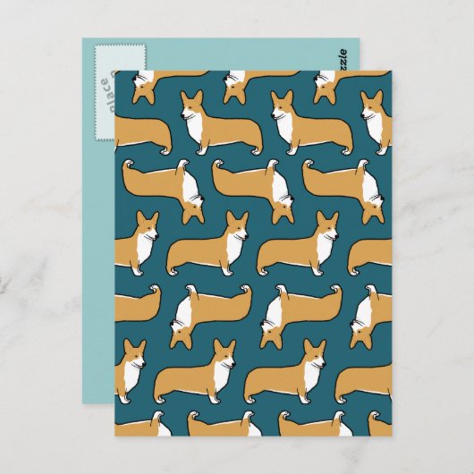 Pembroke Welsh Corgis Pattern Postkarte (Vorne/Hinten)