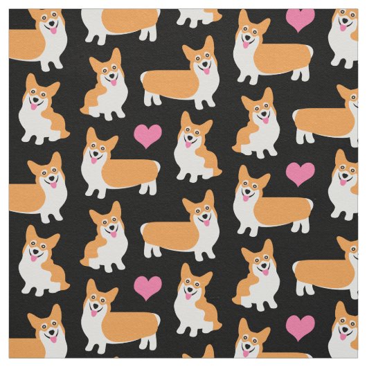 Pembroke Welsh Corgis und Hearts Stoff (Muster)