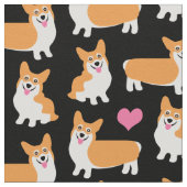 Pembroke Welsh Corgis und Hearts Stoff (Nahaufnahme)