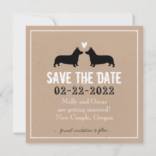 Pembroke Welsh Corgis Wedding Save the Date (Vorderseite)