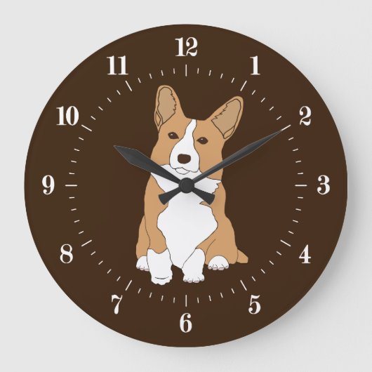 Pembroke Welsh Red and White Corgi Dog Große Wanduhr (Vorderseite)
