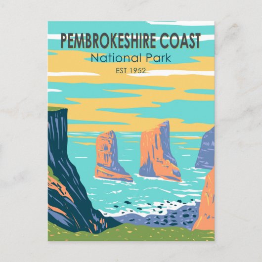 Pembrokeshire Coast National Park Wales Vintag Postkarte (Vorderseite)