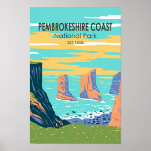 Pembrokeshire Coast Nationalpark Wales Vintage Poster