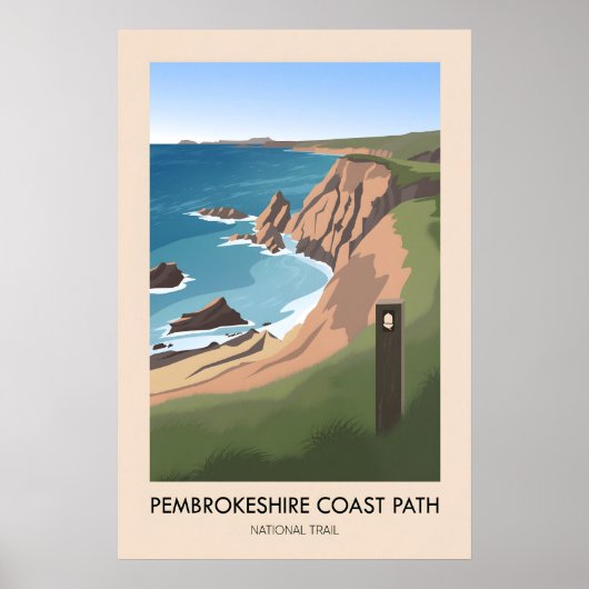 Pembrokeshire Coast Path National Trail Modern Poster (Vorne)