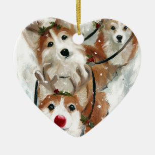 Pembrokewalisercorgi-Weihnachtsren Keramik Ornament