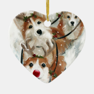Pembrokewalisercorgi-Weihnachtsren Keramik Ornament