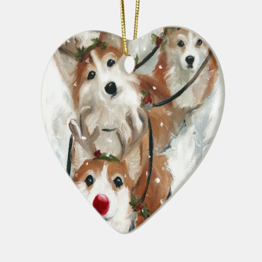 Pembrokewalisercorgi-Weihnachtsren Keramik Ornament (Links)