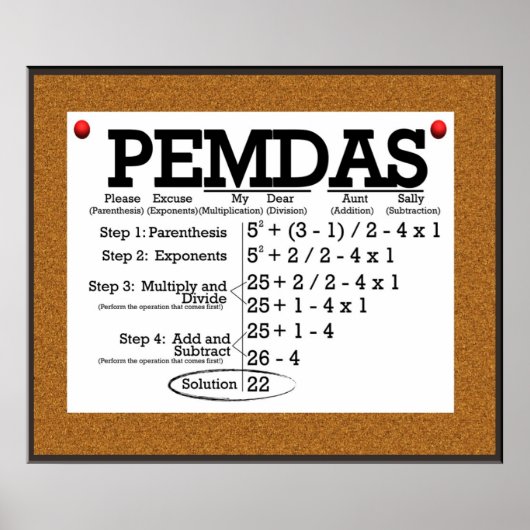 PEMDAS Bulletin Board *AKTUALISIERT* Poster (Vorne)