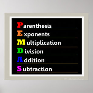 PEMDAS-Operationsreihenfolge Math Poster