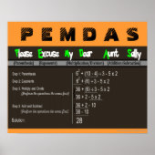 PEMDAS-Operationsreihenfolge Math Poster (Vorne)