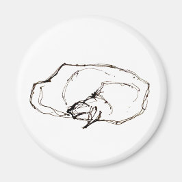 Pen and Ink Art Sleeping Cat Drawing Magnet