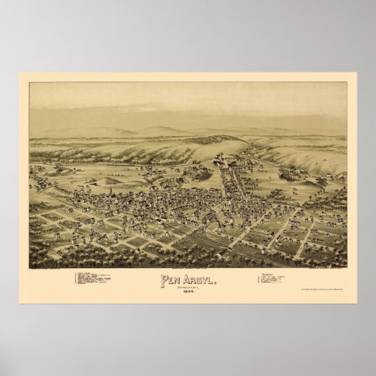 Pen Argyl, PA Panoramic Map - 1894 Poster (Vorne)