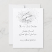 Pen Blühe Vintage Liebesvogel Hochzeit Einladung (Vorderseite)