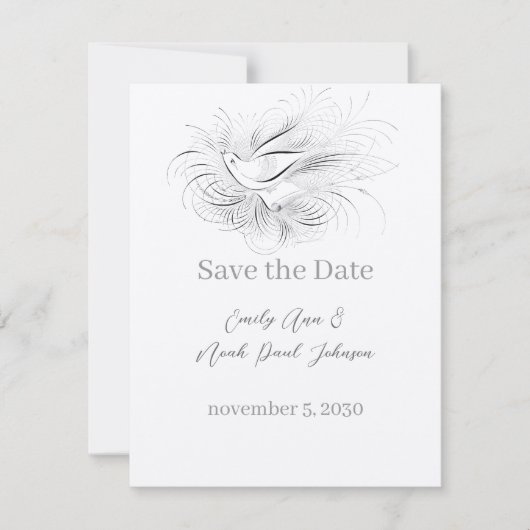 Pen Blühe Vintage Liebesvogel Hochzeit Einladung (Vorderseite)