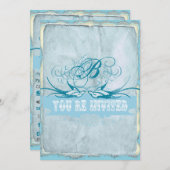 Pen Blühe Vintagen Liebesvogel Hochzeit Einladung (Vorne/Hinten)