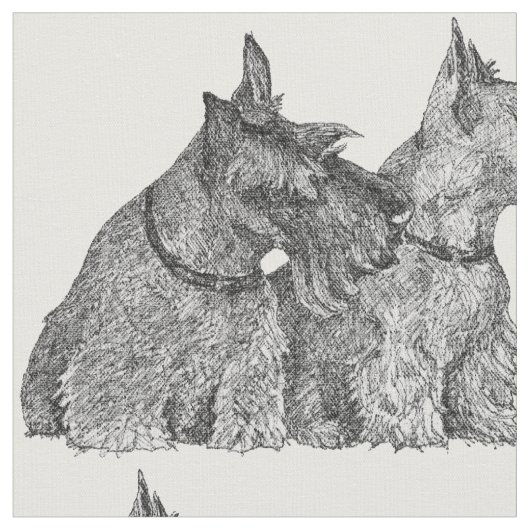 Pen Ink Scottish Terriers Stoff (Nahaufnahme)