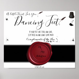 Pen & Inkwell Dancing Feet Flip Flops Hochzeitszei Poster